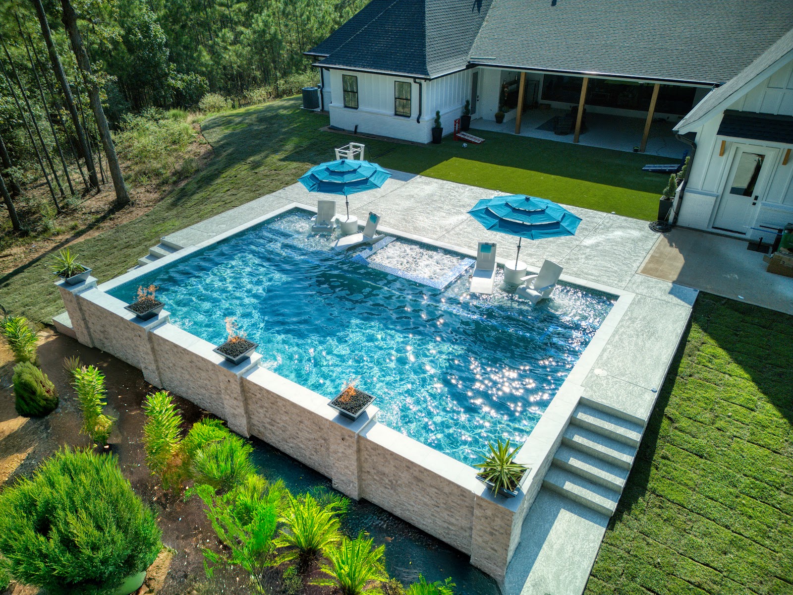 Luxury Saltwater Pool with Travertine Deck